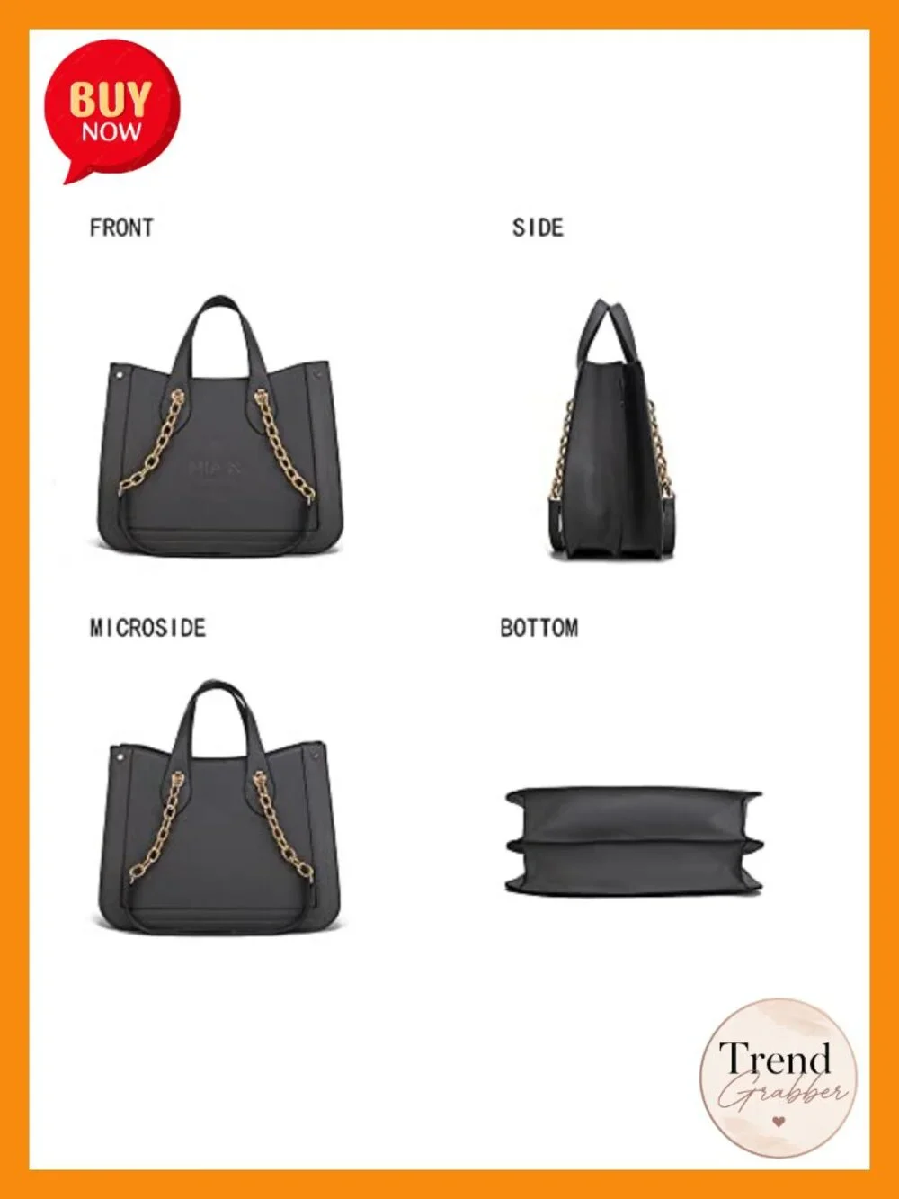 Large Vegan Leather Tote Satchel Handbag with Pockets